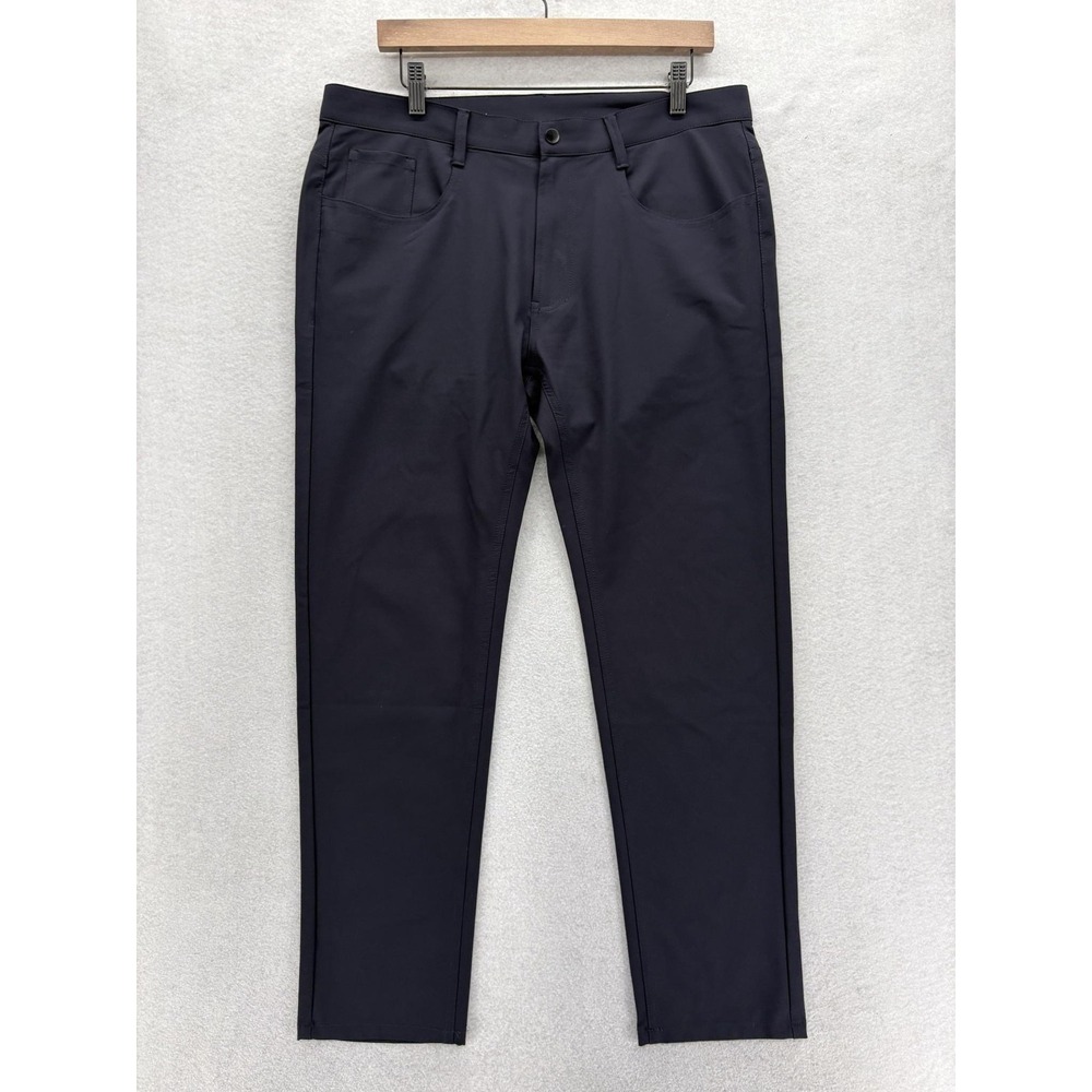 Under 5'10 Jon Performance Chino Pants Mens 34x28 Navy Slim Stretch 5-Pocket